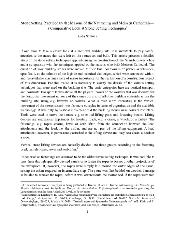 (PDF) Stone Setting Practiced by the Masons of the Naumburg and Meissen ...
