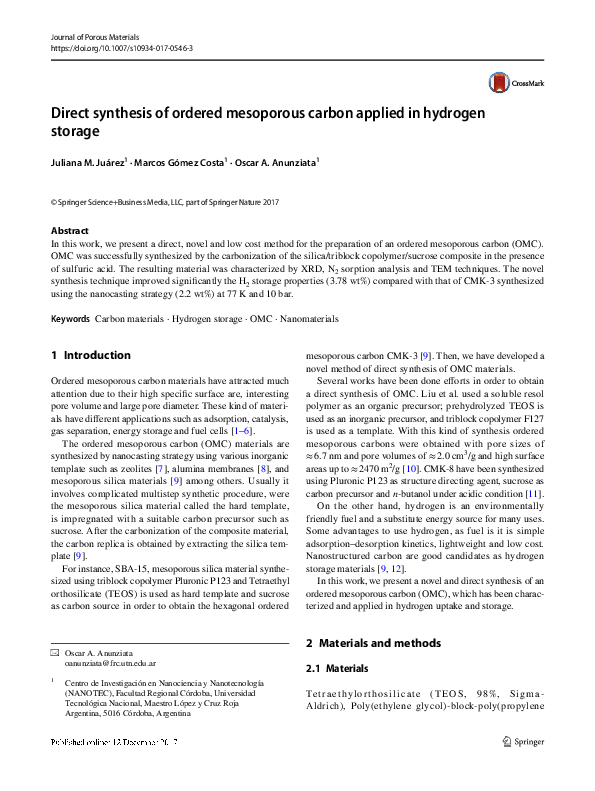 (PDF) Direct synthesis of ordered mesoporous carbons