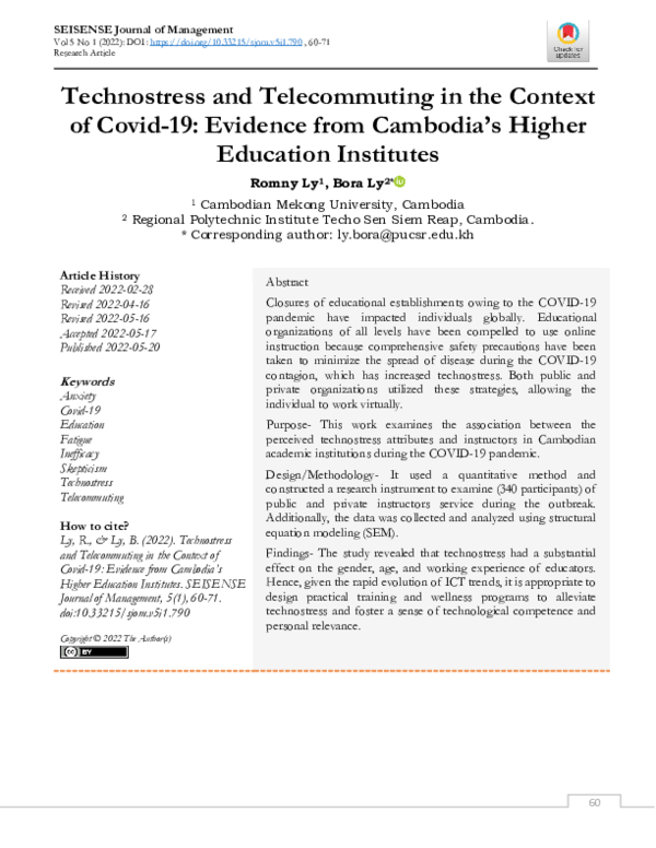 (PDF) Technostress and Telecommuting in the Context of Covid-19 ...