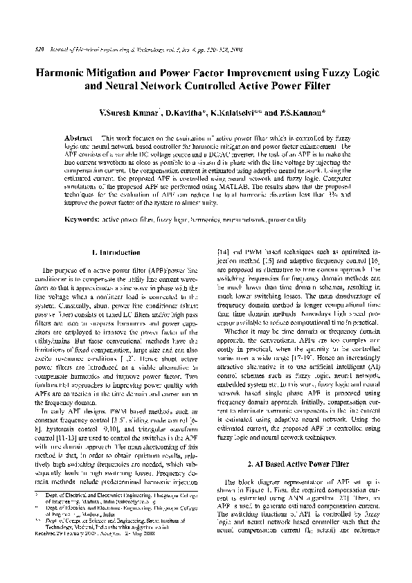 (PDF) Harmonic Mitigation and Power Factor Improvement using Fuzzy ...