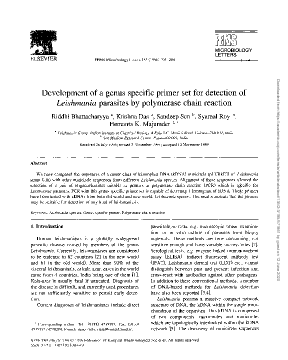 (PDF) Development of a genus specific primer set for detection of ...