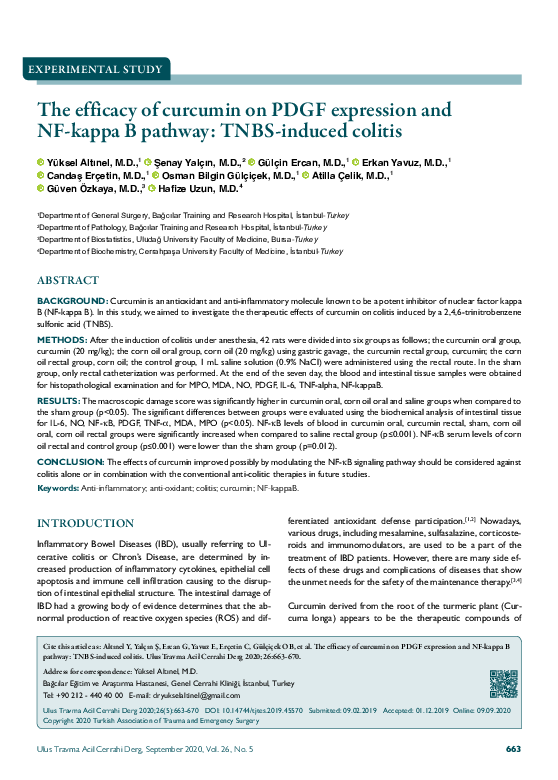 (PDF) The efficacy of curcumin on PDGF expression and NF-kappa B ...