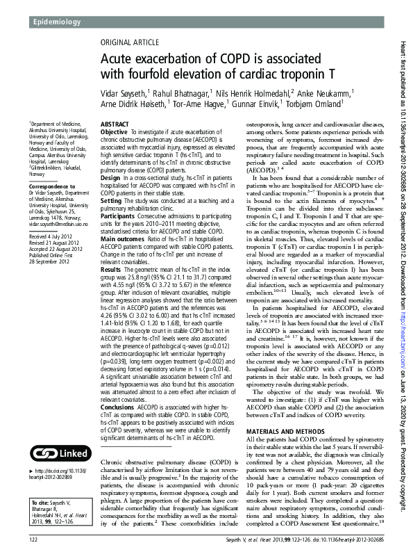 (PDF) Acute exacerbation of COPD is associated with fourfold elevation ...