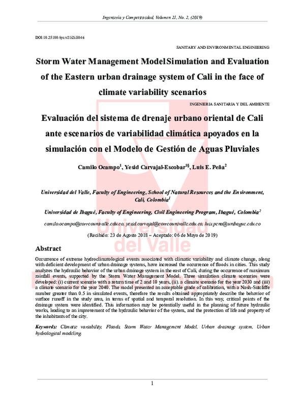 (PDF) Storm Water Management Model Simulation and Evaluation of the ...