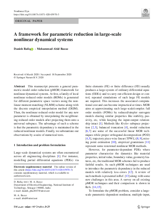 (PDF) A framework for parametric reduction in large-scale nonlinear ...