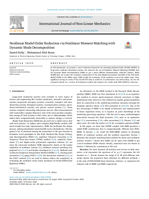(PDF) Nonlinear Model Order Reduction via Nonlinear Moment Matching ...