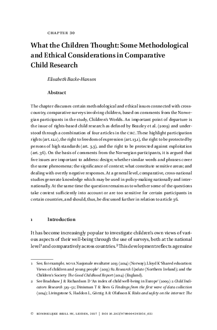 (PDF) What the Children Thought: Some Methodological and Ethical ...