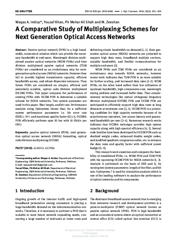 (PDF) A Comparative Study of Multiplexing Schemes for Next Generation ...