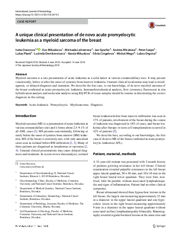 (PDF) A unique clinical presentation of de novo acute promyelocytic ...