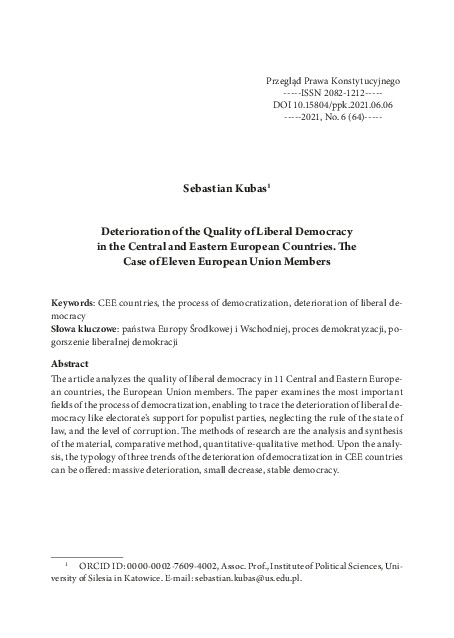 (PDF) Deterioration of the Quality of Liberal Democracy in the Central ...