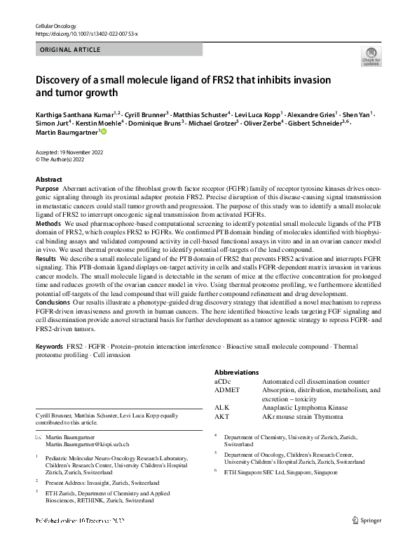 (PDF) Discovery of a small molecule ligand of FRS2 that inhibits ...