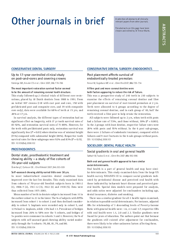 (PDF) Social gradients in oral and general health