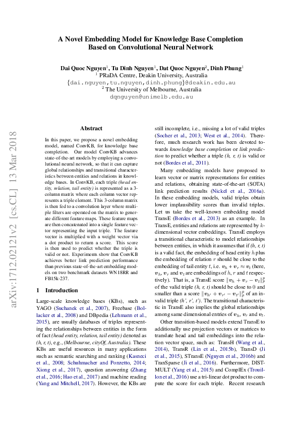 (PDF) A Novel Embedding Model for Knowledge Base Completion Based on ...