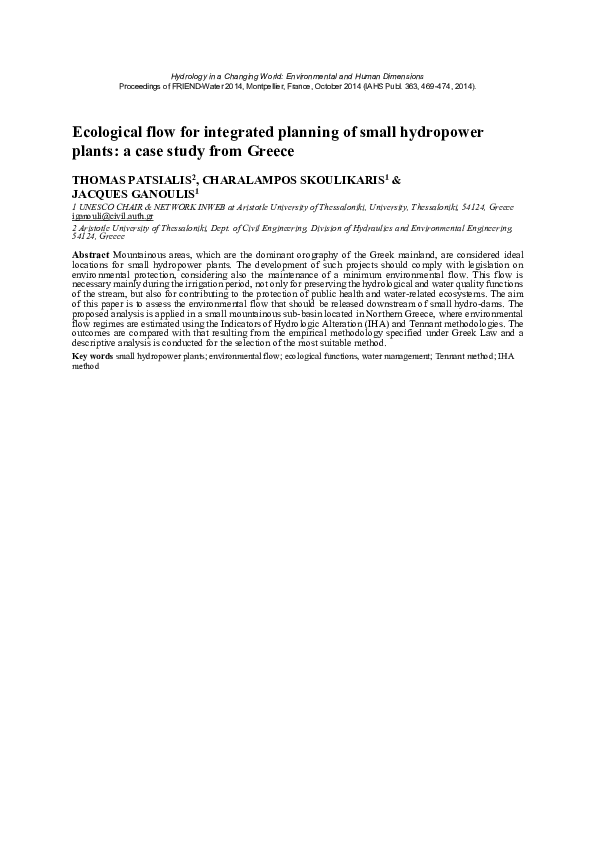 (PDF) Ecological flow for integrated planning of small hydropower ...