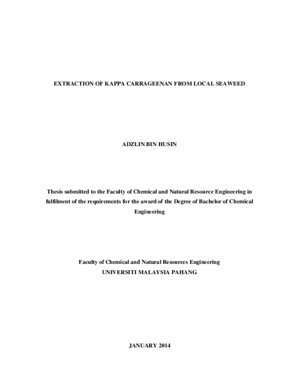 (PDF) Extraction of kappa carrageenan from local seaweed