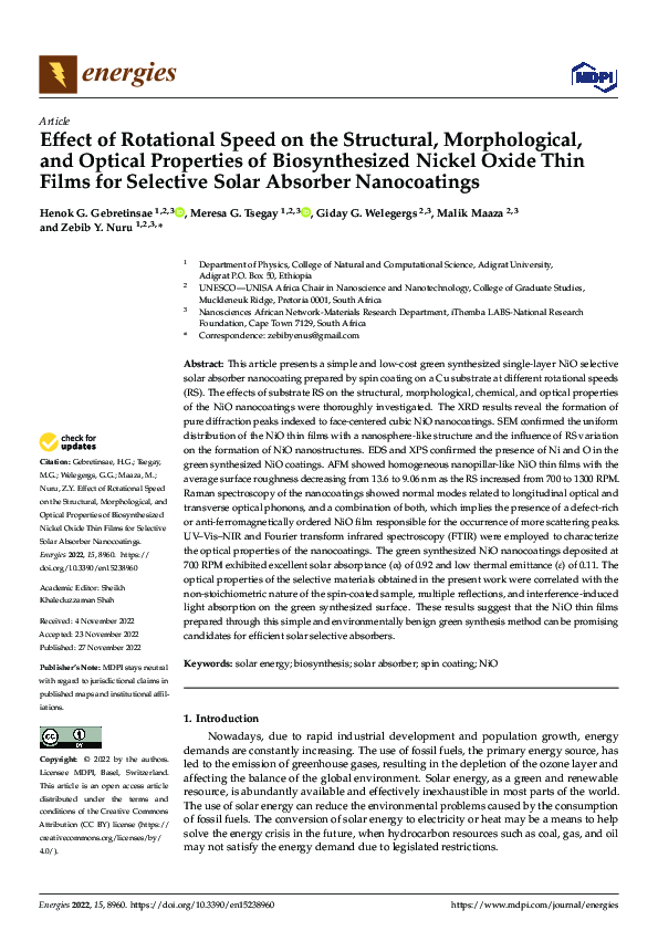 (PDF) Effect of Rotational Speed on the Structural, Morphological, and ...