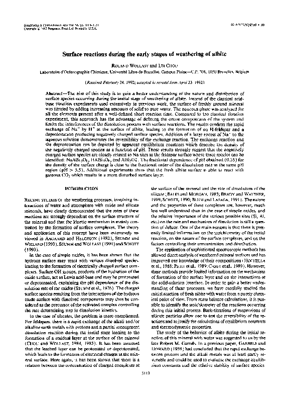 (PDF) Surface reactions during the early stages of weathering of albite