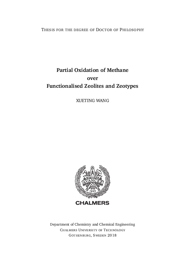 (PDF) Partial Oxidation of Methane over Functionalised Zeolites and ...