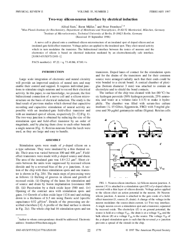 (PDF) Two-way silicon-neuron interface by electrical induction