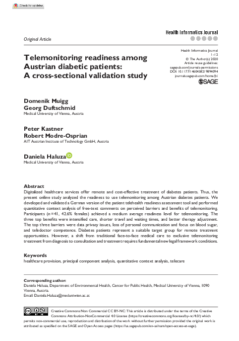 (PDF) Telemonitoring readiness among Austrian diabetic patients: A ...