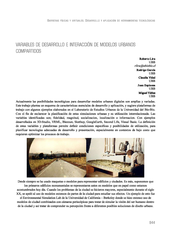 Variables de desarrollo e interacción de modelos urbanos compartidos