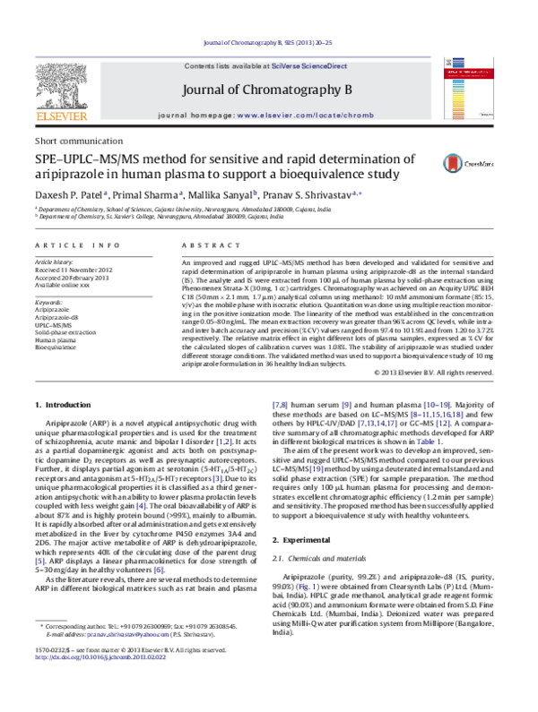 (PDF) SPE–UPLC–MS/MS method for sensitive and rapid determination of ...