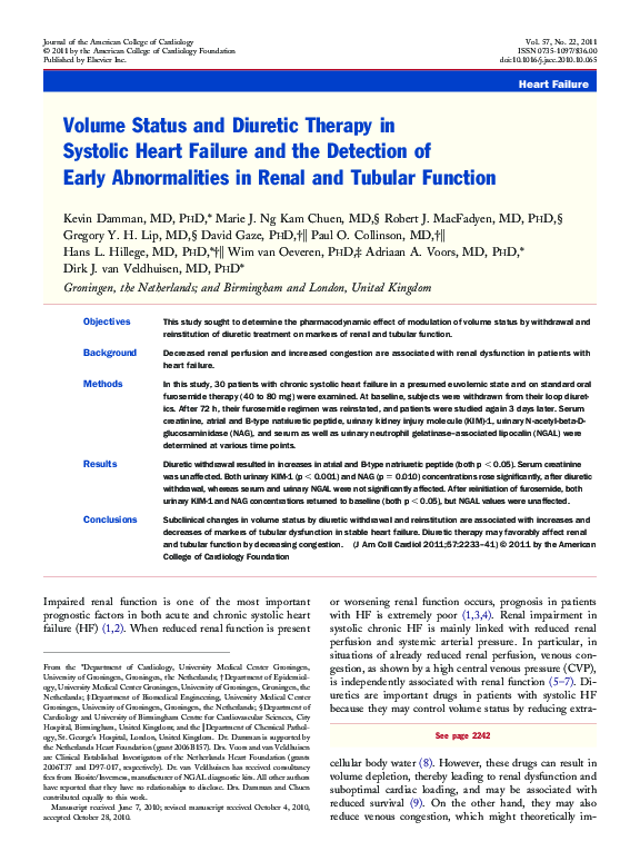 (PDF) Volume Status and Diuretic Therapy in Systolic Heart Failure and ...