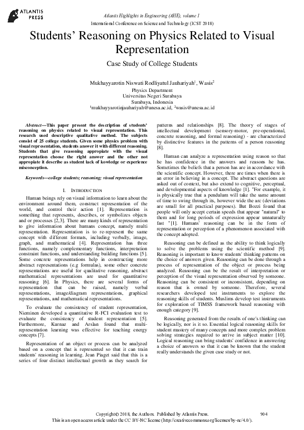 (PDF) Students’ Reasoning on Physics Related to Visual Representation ...