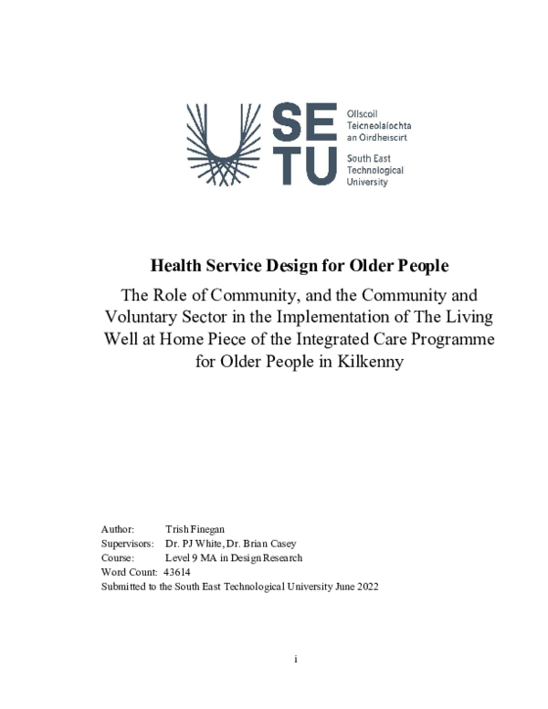 (PDF) Health Service Design for Older People The Role of Community, and ...