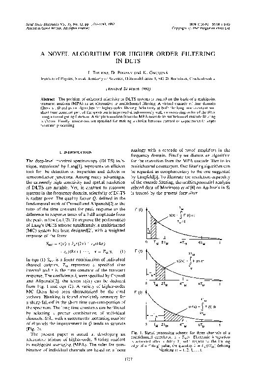 (PDF) A novel algorithm for higher order filtering in DLTS