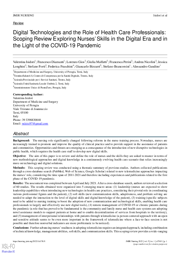 (PDF) Digital technologies and the role of healthcare professionals: a ...