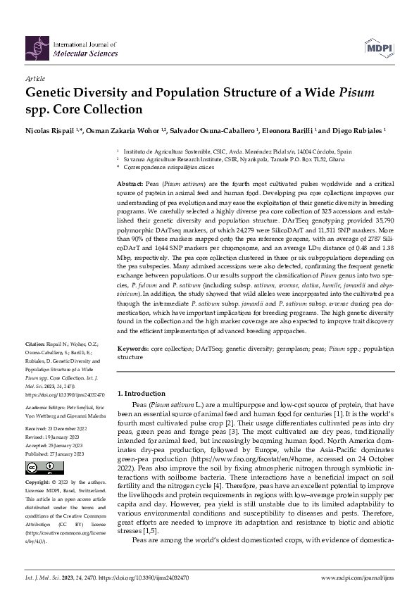 (PDF) Genetic Diversity and Population Structure of a Wide Pisum spp ...