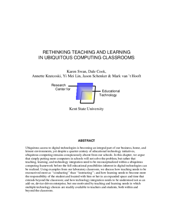 (PDF) Rethinking Teaching and Learning in Ubiquitous Computing Classrooms