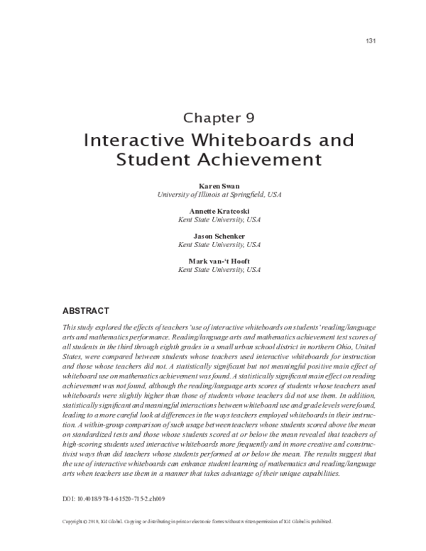 (PDF) Interactive Whiteboards and Student Achievement