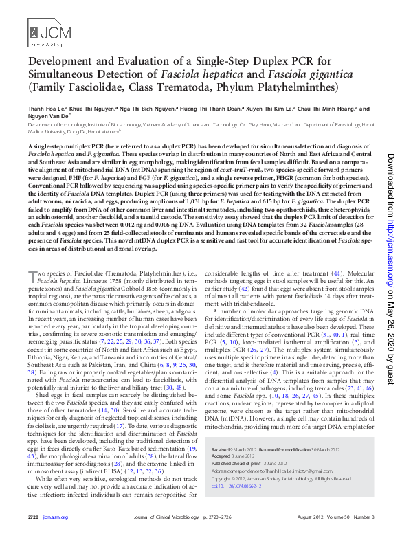 (PDF) Development and Evaluation of a Single-Step Duplex PCR for ...