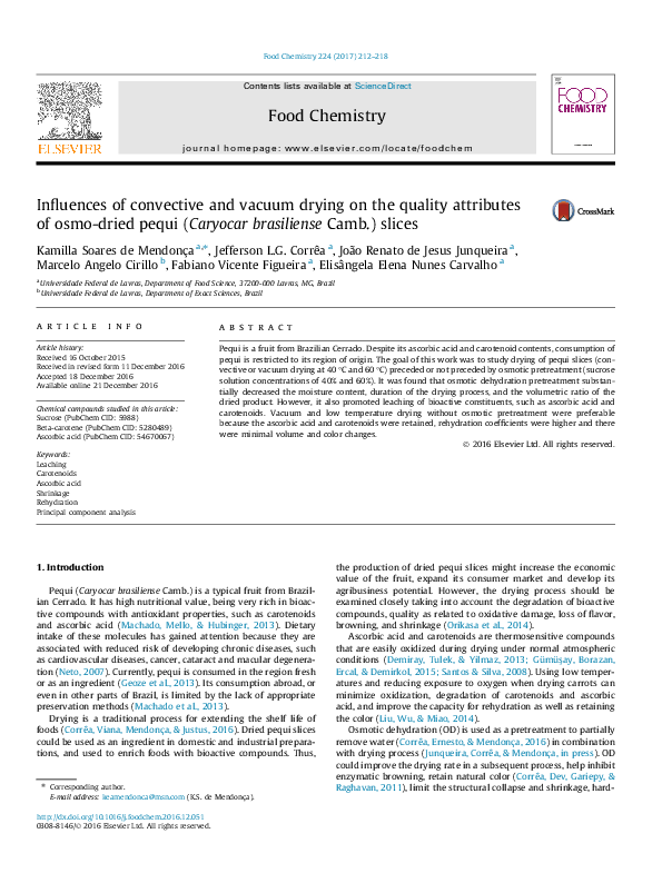 (PDF) Influences of convective and vacuum drying on the quality ...