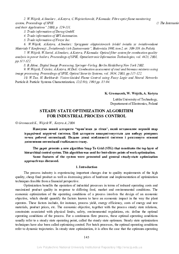 (PDF) Steady-state optimization algorithm for industrial process Steady ...