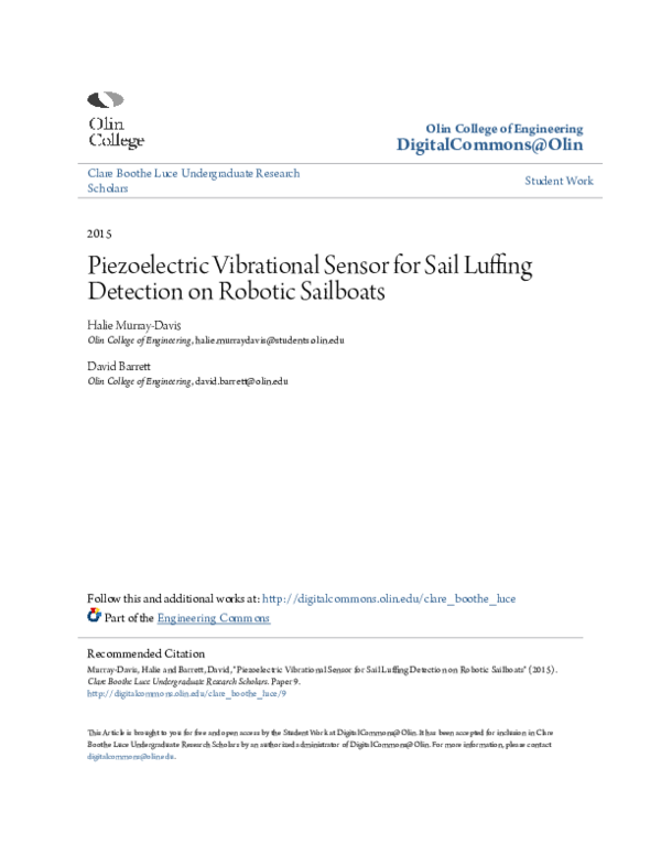 (PDF) Piezoelectric Vibrational Sensor for Sail Luffing Detetection on ...