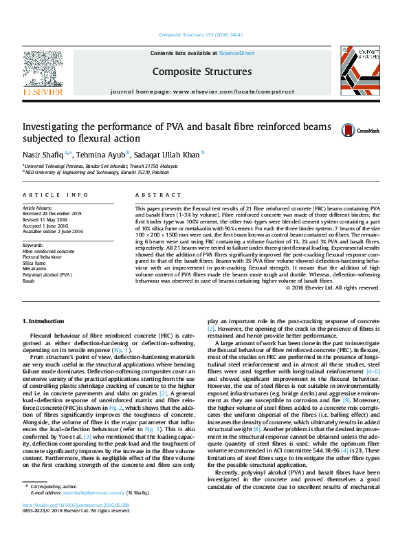 (PDF) Investigating the performance of PVA and basalt fibre reinforced ...