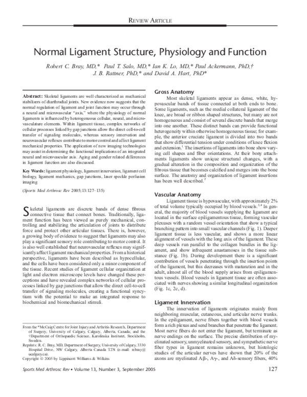 (PDF) Normal Ligament Structure, Physiology and Function