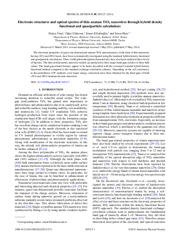 (PDF) Electronic structures and optical spectra of thin ...