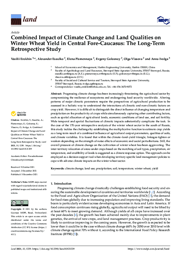 (PDF) Combined Impact of Climate Change and Land Qualities on Winter ...