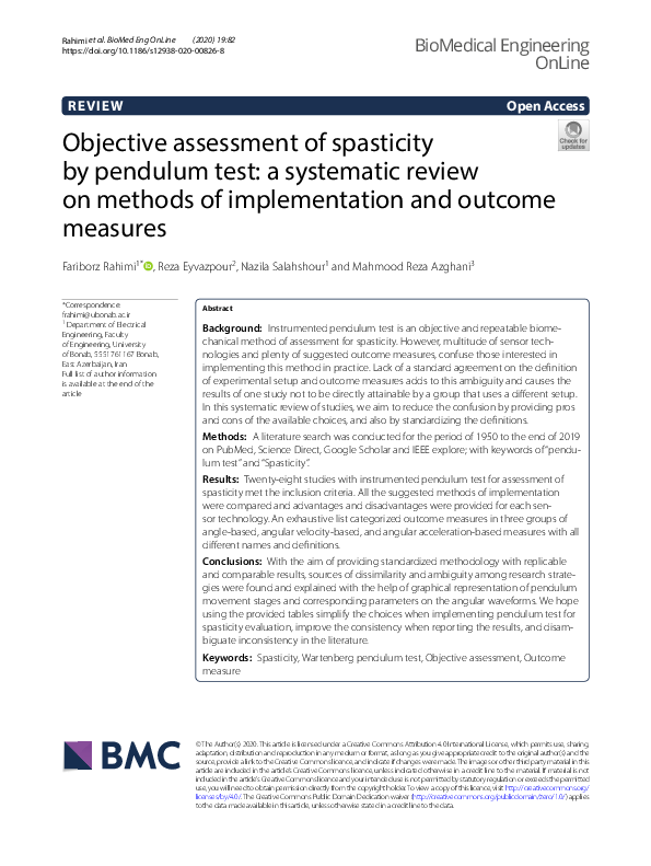 (PDF) Objective Assessment of Spasticity by Pendulum Test: A Systematic ...