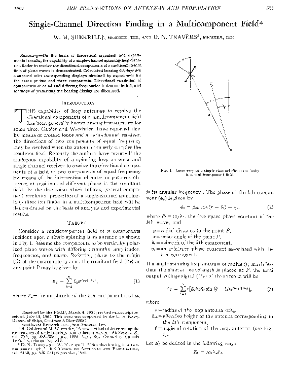 (PDF) Single-channel direction finding in a multicomponent field
