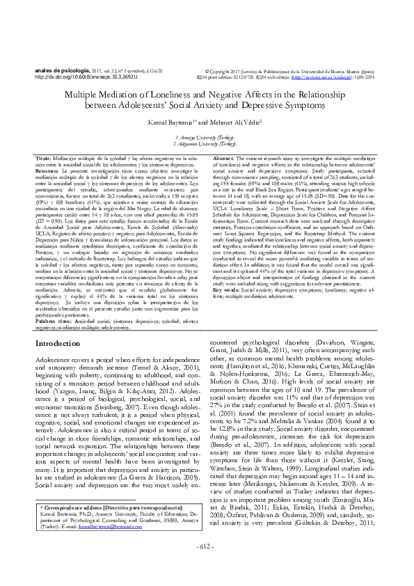(PDF) Multiple Mediation of Loneliness and Negative Emotions in the ...