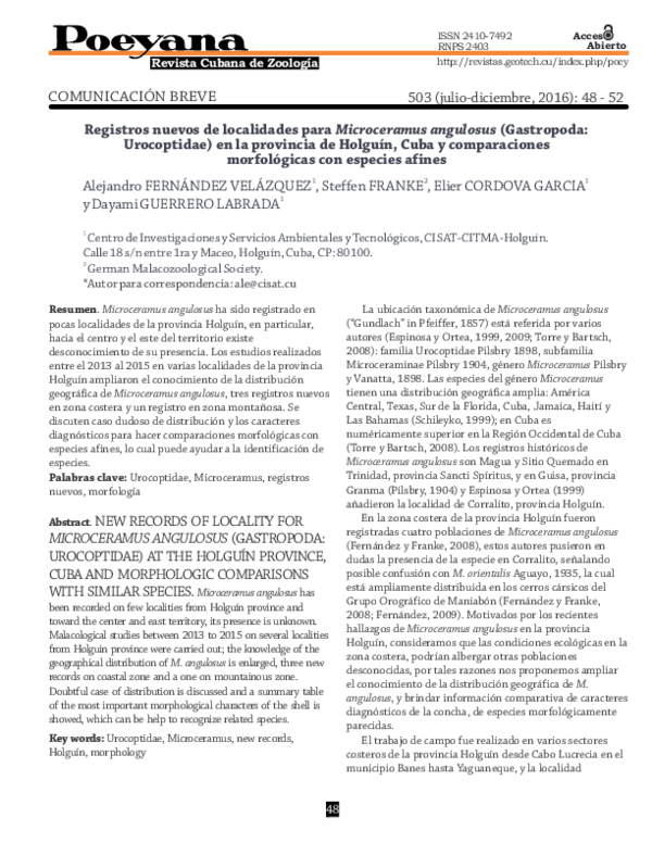 (PDF) Registros nuevos de localidades para Microceramus angulosus ...