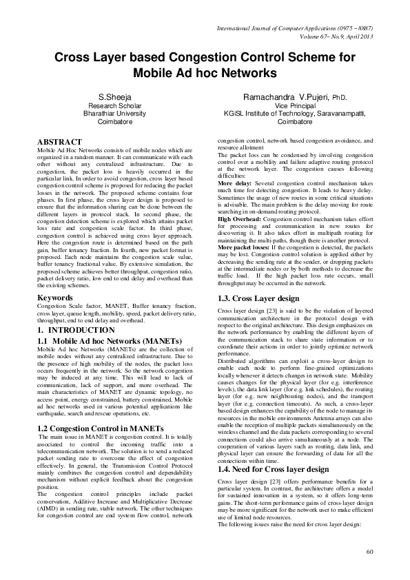 (PDF) Cross Layer based Congestion Control Scheme for Mobile Ad hoc ...