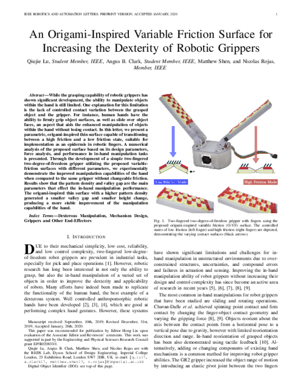 (PDF) An Origami-Inspired Variable Friction Surface for Increasing the ...
