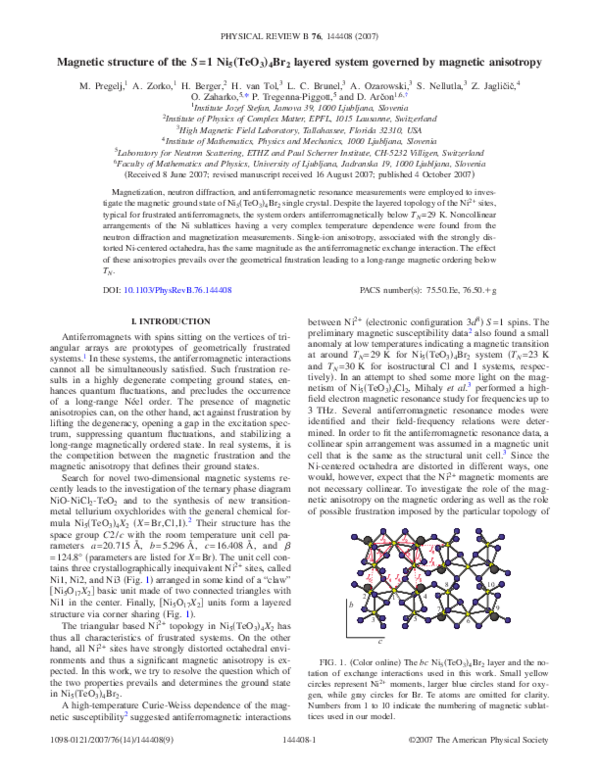 (PDF) Magnetic structure of the S=1 Ni5(TeO3)4Br2 layered system ...