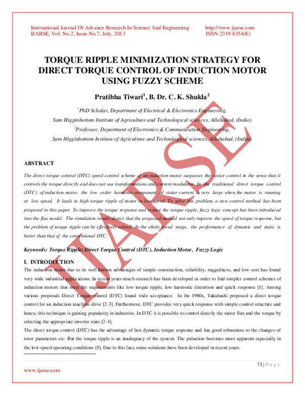 (PDF) Torque Ripple Minimization Strategy for Direct Torque Control of ...